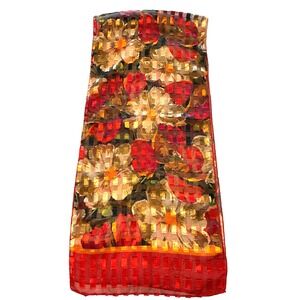 Colorful Festive Sheer Scarf. 100% Polyester 13" X 58" Rectangular.